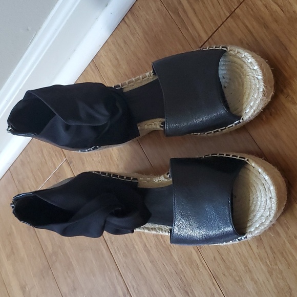 Eileen Fisher Wiley Espadrille Black Wedge Sandal Size 8 - Picture 5 of 13
